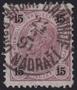 Austria - 1890 - Scott #57 - used - BRÜNN BAHNHOF pmk Czech Republic