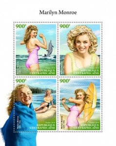 Central Africa - 2018 Marilyn Monroe - 4 Stamp Sheet - CA18711a