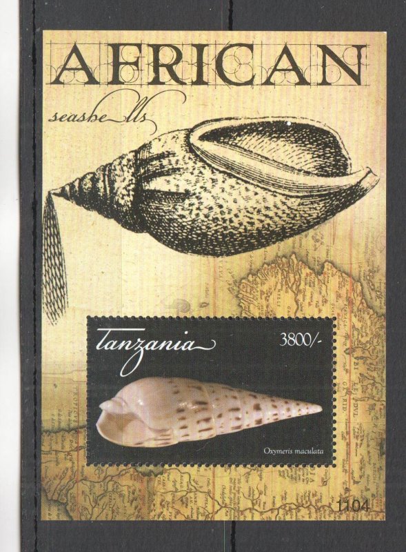 SS0747 2011 TANZANIA FAUNA FISH & MARINE LIFE AFRICAN SEASHELLS BL MNH