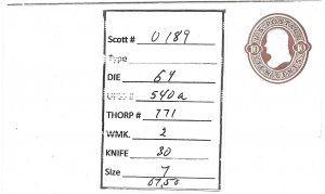 Scott# U189   Die64   UPSS#540a  US envelope.