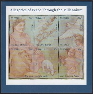 Tuvalu 1999 MNH Sc #814 Sheet of 6 90c Allegories of Peace through the Millenium