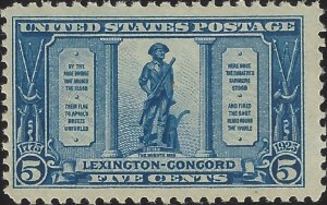 US Scott #619 MNH OG VF 5 Cent 1925 Lexington-Concord Issue Stamp