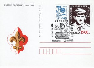 Poland 1994 postal card with Scout cancels