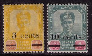 Malaya - Johore #   52-3  Mint VF OG  LH Cat $ 4.75