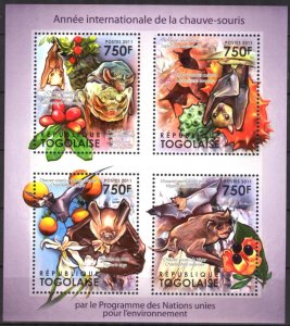 Togo 2011 Bats Sheet MNH