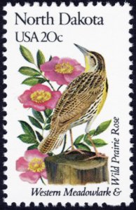U.S. #1986A 20c MNH (State Birds & Flowers - North Dakota)