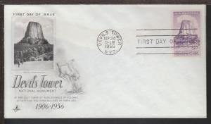 US 1084 Devils Tower 1956 Artcraft U/A FDC N977