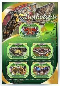 2016 Guinea-Bissau Mnh. Butterflies. Y&T Code: 6765-6769. Michel Code: 8907-9811