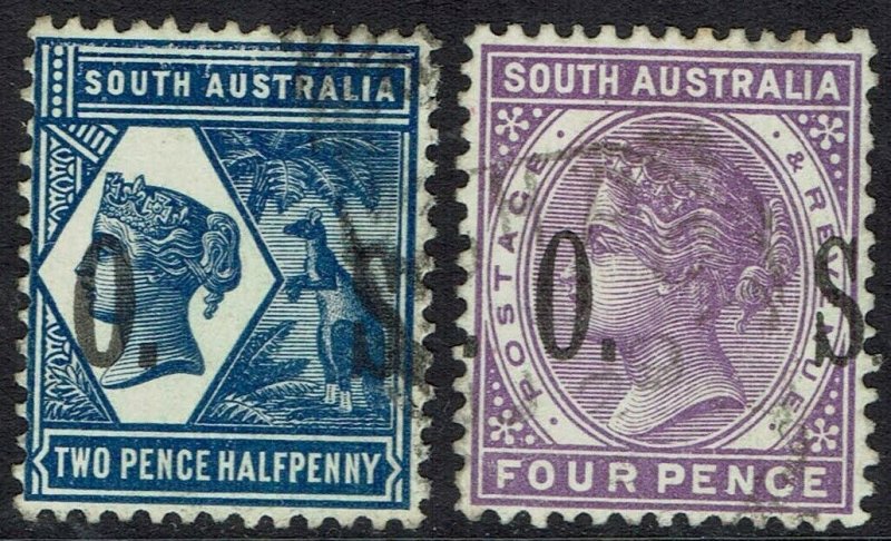 SOUTH AUSTRALIA 1899 QV OS 21/2D AND 4D USED  