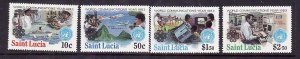 St Lucia-Sc#607-10-unused NH set-World Communications-Satellites-1983-