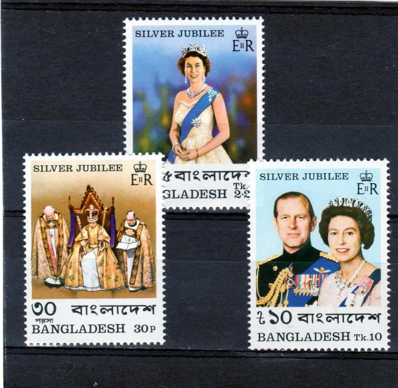 Bangladesh 1977 Silver Jubilee Q.E.II Set(3) Sc#123/125