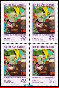 1173 BRAZIL 1970 ST. GABRIEL'S DAY, PATRON OF COMMUNICATIONS, MI# 1267 BLOCK MNH