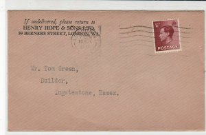 England 1936 Henry Hope & Sons Ltd London Cancel Stamps Cover to Essex Ref 31837