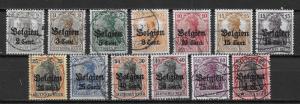 Belgium N10-22 1916-18 Geman Occupation part set Used