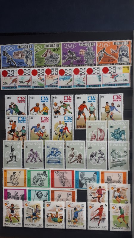 Rwanda 1968. - 1982.  SPORT - 6 complete sets ** MNH