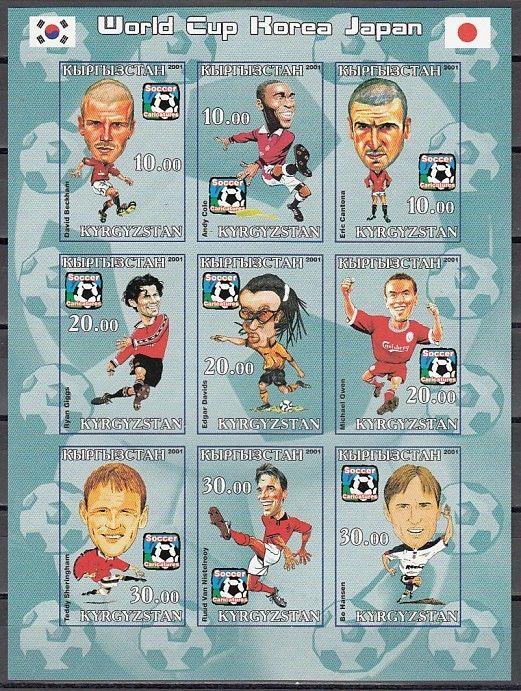 Kyrgyzstan, 2001 Russian Local issue. World Cup Soccer, #1 IMPERF sheet.