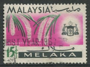 STAMP STATION PERTH Malacca #72 Orchid Type State Crest Used  1965