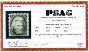 US SCOTT #85b MINT-XF-JUMBO-PART O.G. W/ PSAG CERT REPERFED (4/25/24 GP)