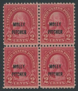 USA 646 - 2 cent Molly Pitcher - F/VF Mint nh block of 4