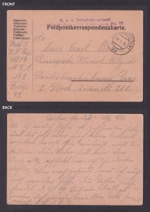 AUSTRIA 1916, Fieldpost postcard to Graz WWI
