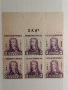 SCOTT # 725 PLATE BLOCK OF 6 # 21097 GEM MINT NEVER HINGED POST OFFICE FRESH