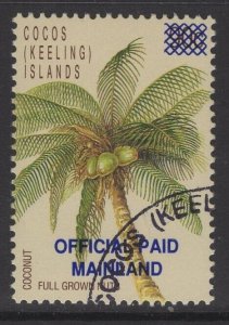 COCOS (KEELING) ISLANDS SGO1 1991 SURCH 43c on 90c COCOUNUT PALM FINE USED