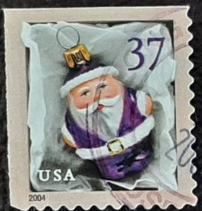 US Scott # 3887;  used 37c Christmas issue, 2004; VF/XF centering