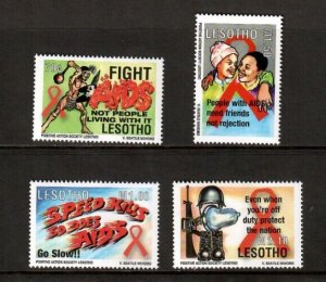 Lesotho 2000 - Medical Fight against AIDS - Set of 4 Stamps Scott #1257-60 - MNH