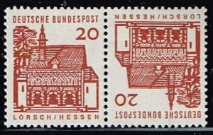 Germany 1966, Sc.#905b MNH tête bêche pair,  Gatehouse of Lorsch Hessen