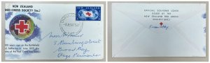 O) 1959 NEW ZEALAND, OFFICIAL, RED CROSS, FLAG, BATTLEFIELD OF SOLFERINO, CIRCUL