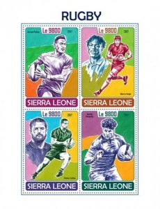 Sierra Leone - 2017 Rugby Players - 4 Stamp Sheet - SRL171009a