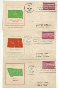 858 Northwest States Fidelity 'WASHLINE SET OF 4 ON 1 FOLDOUT PAGE N Dakota etc