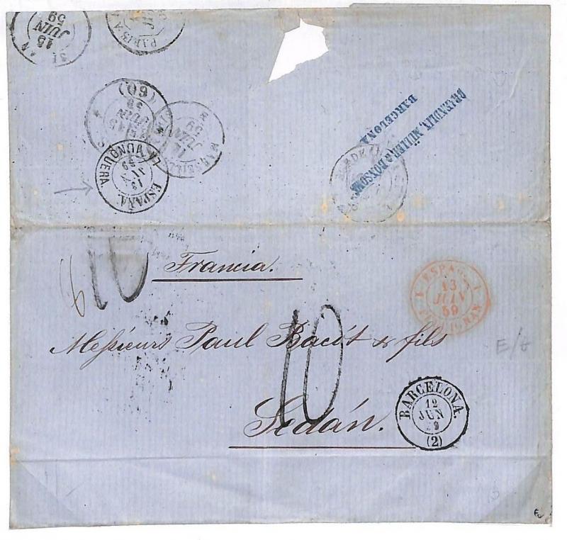 Spain, Maritime-Europe, (Note: Espana La Junqeura & Fine Transits) 1859 GL72