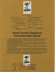 US SP807 South Carolina Statehood Souvenir Page #2343