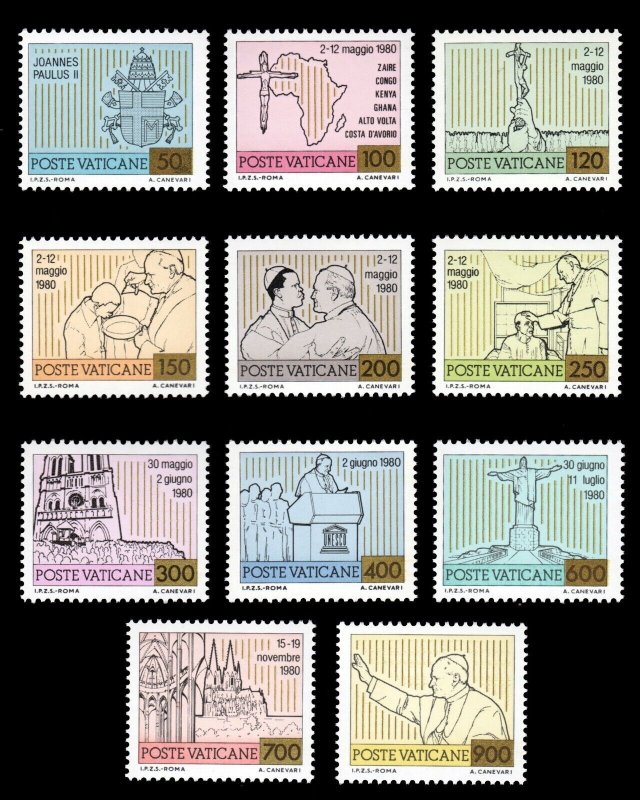 VATICAN 1981 MINT STAMP SET SCOTT # 694 - 704