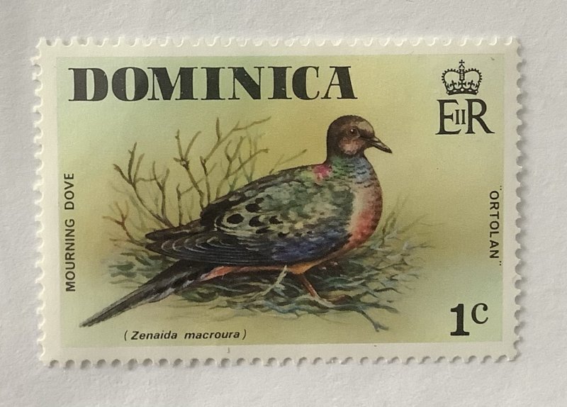 Dominica 1976 Scott 486 MH - 1c,  Wild Birds, Mourning Dove