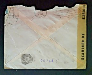 1944 Cairo Egypt To Hastings On Hudson New York Censored Airmail Cover 