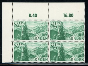 Germany 194784pf Black Forest Baden Sc# 5N112 Corner Block MNH F135