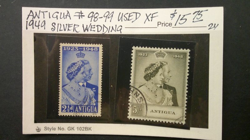 Antigua 1949 Silver Wedding Scott# 98-99 USED XF complete