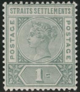 Straits Settlements Scott 83 1p Victoria 1885 Surcharge MH*