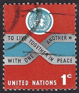 United Nations #146 1¢ Definitive (1965). Used.
