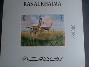 ​RAS AL KHAIMA- ENDANGER ANIMALS-DEER-MNH IMPERF- S/S VERY FINE VERY LIMITED