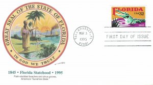 1995 FDC, #2950, 32c Florida Statehood, Fleetwood