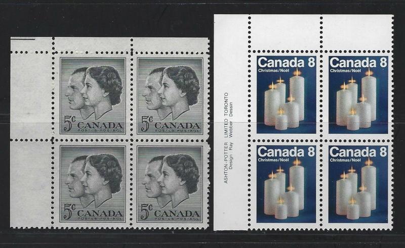 CANADA - PLATE & CORNER BLOCKS LOT #1 MNH CHRISTMAS NARWAL LABOUR RED CROSS QEII