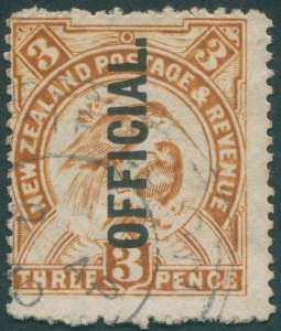 New Zealand 1907 3d bistre-brown Perf 14 Official SGO63 used