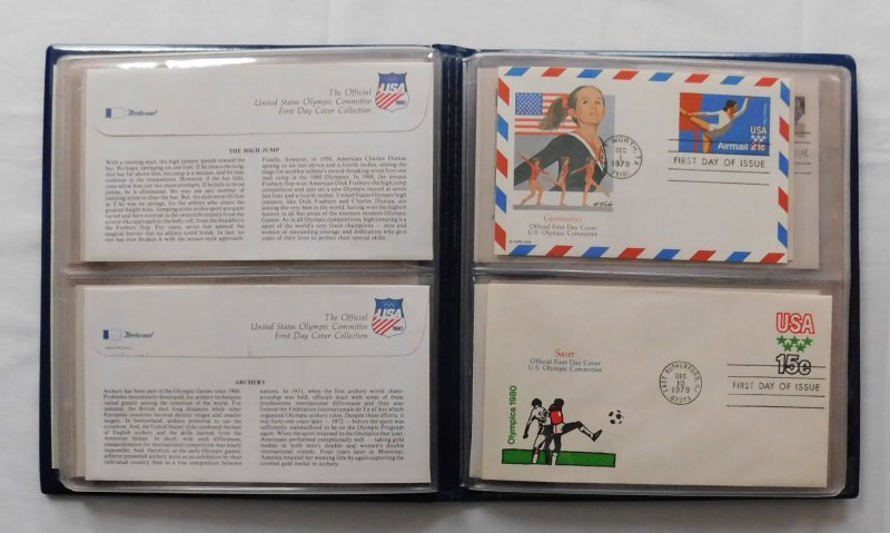 FDC 1980 US United States Olympic Committee First Day Cover Collection in Album