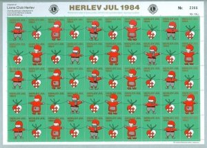 Denmark. Christmas Sheet Mnh 1984. Lions Club. Local Herlev. Santa, Decorations.