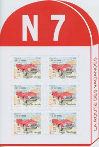 France 2021 MNH Cars Stamps Stamp Day Peugeot 204 Cabriolet 6v M/S