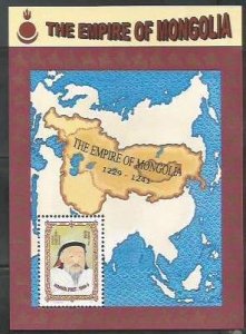 MONGOLIA - 1997 - The Empire of Mongolia Map - Perf Souv Sheet-Mint Never Hinged