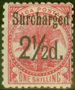 Samoa 1898 2 1/2d on 1s Dull Rose-Carmine SG86 Fine Mtd Mint (14) 